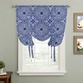 thumbnail image 2 of Navy Blue Balloon Curtains for Living Room/French Door, Traditional Tribal Abstract Geometric Art Tie Up Curtains 63 Inch Length Energy Saving Kitchen Curtains Shades for Windows 42"x63", 2 of 8