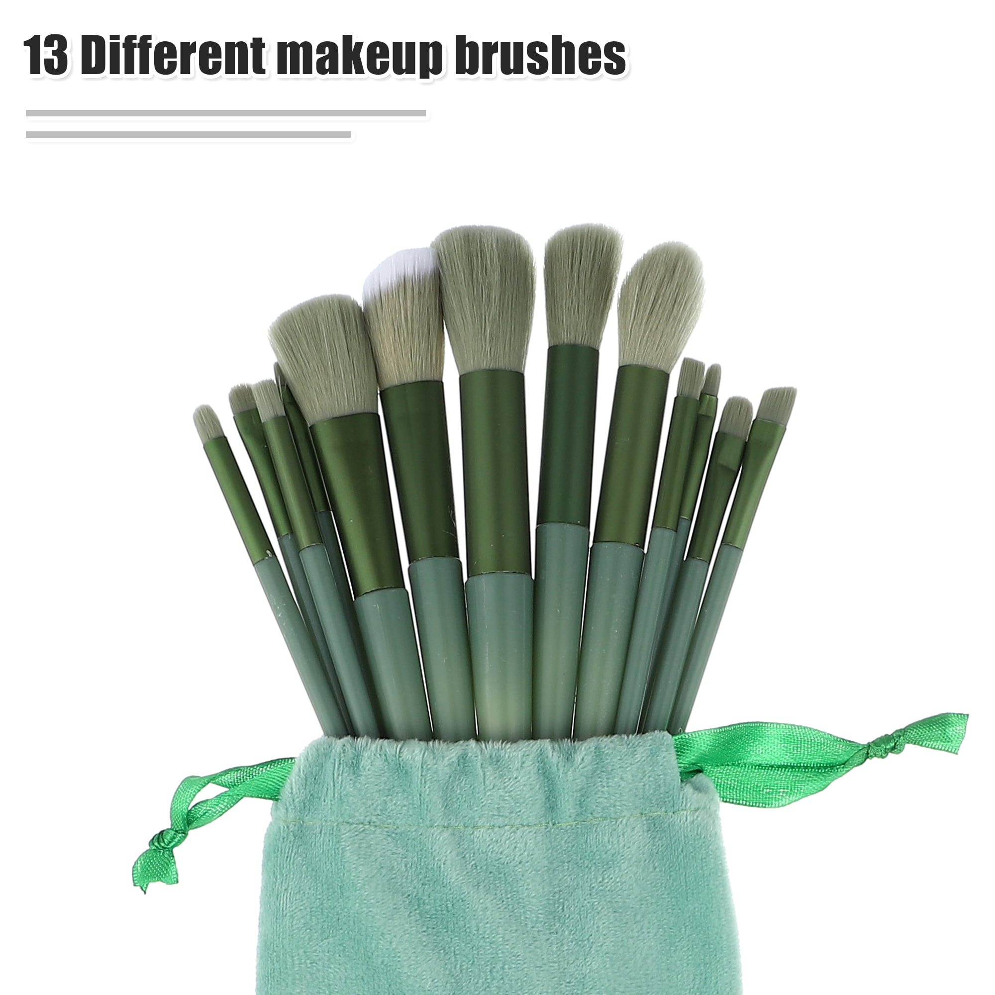 Unique Bargains 1 Set Travel Makeup Brush Travel Kit for Concealer Blush Green