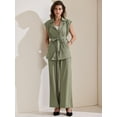 thumbnail image 2 of DARING DIVA Women's 2 Pcs Sleeveless Vest Wide Leg Pants S Army Green, 2 of 6
