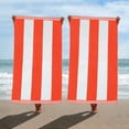 thumbnail image 3 of Superior Cabana Striped 2-Piece Oversized Cotton Beach Towel Set, Coral, 3 of 8