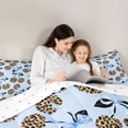 thumbnail image 4 of Feelyou Blue Bowknot Cherry Comforter Set 7pcs, Leopard Cheetah Print Queen Bedding Sets, 4 of 8