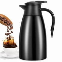 SSAWcasa Thermal Coffee Carafe 51oz Stainless Steel Insulated Vacuum Pitcher Coffee Pot Thermal Flask for Coffee Tea Beverage - 12 Hours Heat Retention (Black)