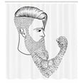 thumbnail image 3 of Hipster Shower Curtain, Serious Man with Long Beard in the Form of a Fist Male Strength and Style, Fabric Bathroom Set with Hooks, 69W X 84L Inches Extra Long, Black and White, by Ambesonne, 3 of 3