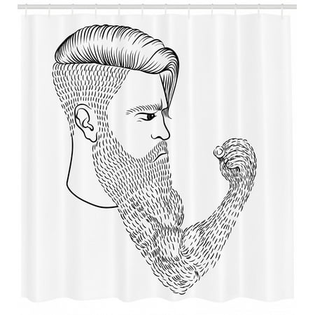 Hipster Shower Curtain Serious Man With Long Beard In The Form Of