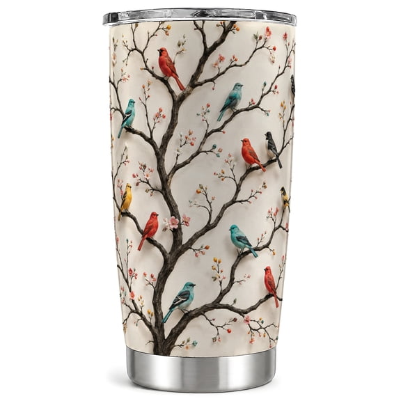 Songbird Tumbler 20oz, Bird Tumbler, Blossom Stainless Steel Travel Cup