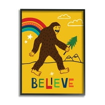 Stupell Industries Whimsical Believe Phrase Happy Smiling Big Foot, 24 x 30, Designed by Nina Seven