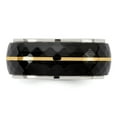 thumbnail image 4 of Titanium Men's and Black Titanium Men's-Inlay with 14k Yellow Stripe Wedding Band Ring Size 11, 4 of 7