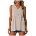 thumbnail image 5 of enyan Womens Workout Tops Women's Tank Tops V Neck Summer Racerback Tops Loose Fit Casual Sleeveless Tee Workout Yoga Athletic Shirts,Beige,XXL, 5 of 7