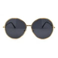 thumbnail image 2 of Womens Oversize Round Inlay Tortoise Metal Rim Fashion Sunglasses Gold - Black, 2 of 4