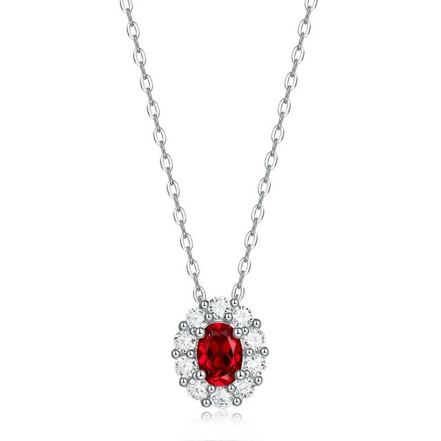 Collar de Ruby 925 collar de mujer de zircon con incrustaciones de platino plateado