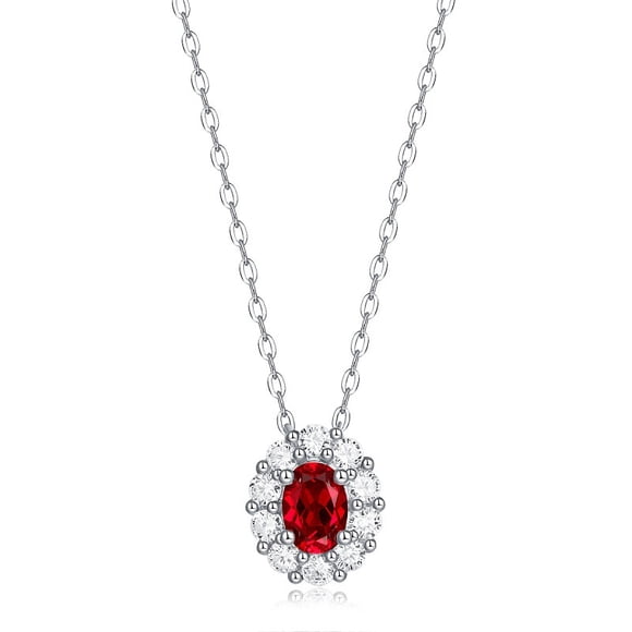Collar de Ruby 925 collar de mujer de zircon con incrustaciones de platino plateado