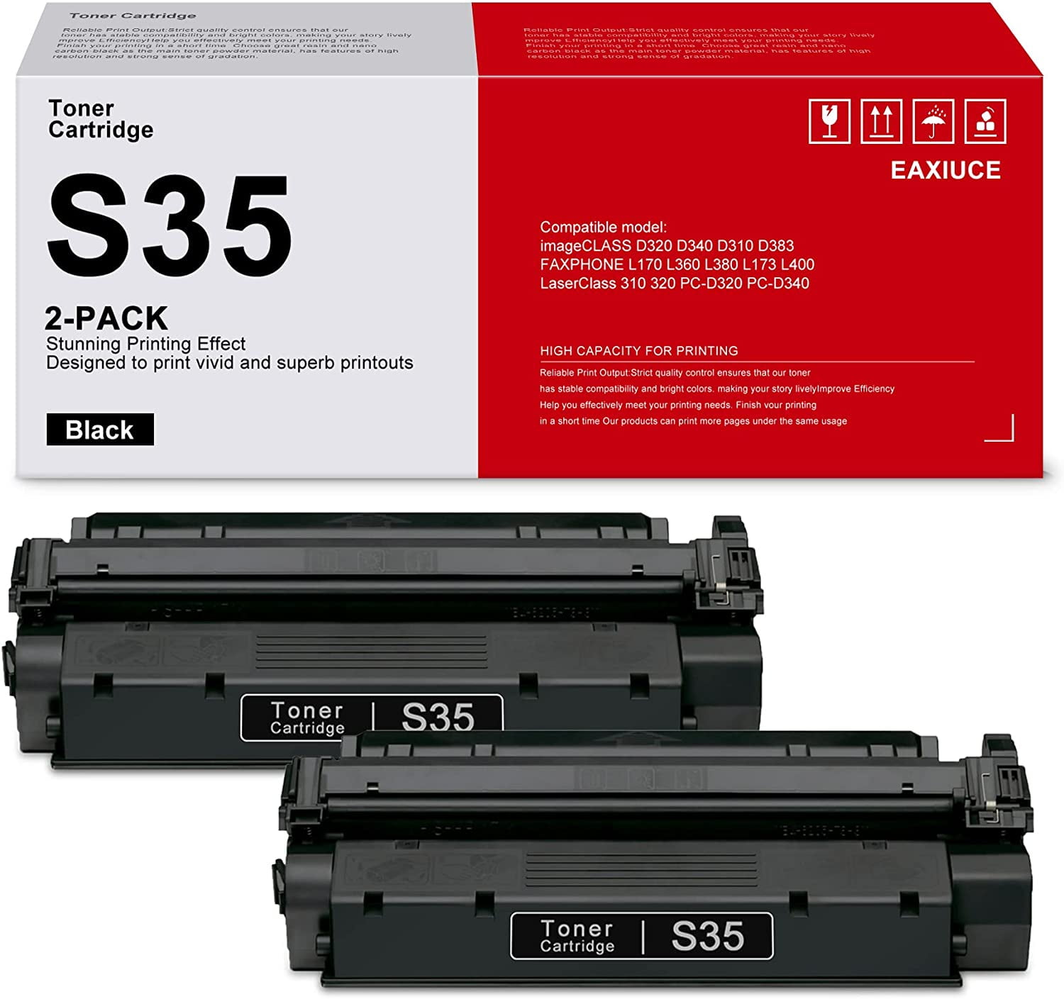 S35 Black Toner Cartridge 2Pack Replacement for Canon ImageCLASS D320 D340 Printer