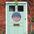 thumbnail image 4 of Farmhouse Wall Decor Living Room, Fourth of July Decorations, Round God Bless America Wooden Hanging Sign, Red White and Blue Front Porch Decor Outdoor Patriotic Wall Hanging for, 4 of 7