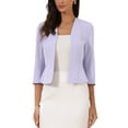 thumbnail image 1 of INSPIRAR CHIC Blazer Elegante para Mujeres, Chaqueta de Traje de Trabajo con Peplum, Sin Cuello, de Manga 3/4, Color Lila Claro, 1 of 6