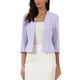 thumbnail image 1 of INSPIRAR CHIC Blazer Elegante para Mujeres, Chaqueta de Traje de Trabajo con Peplum, Sin Cuello, de Manga 3/4, Color Lila Claro, 1 of 6