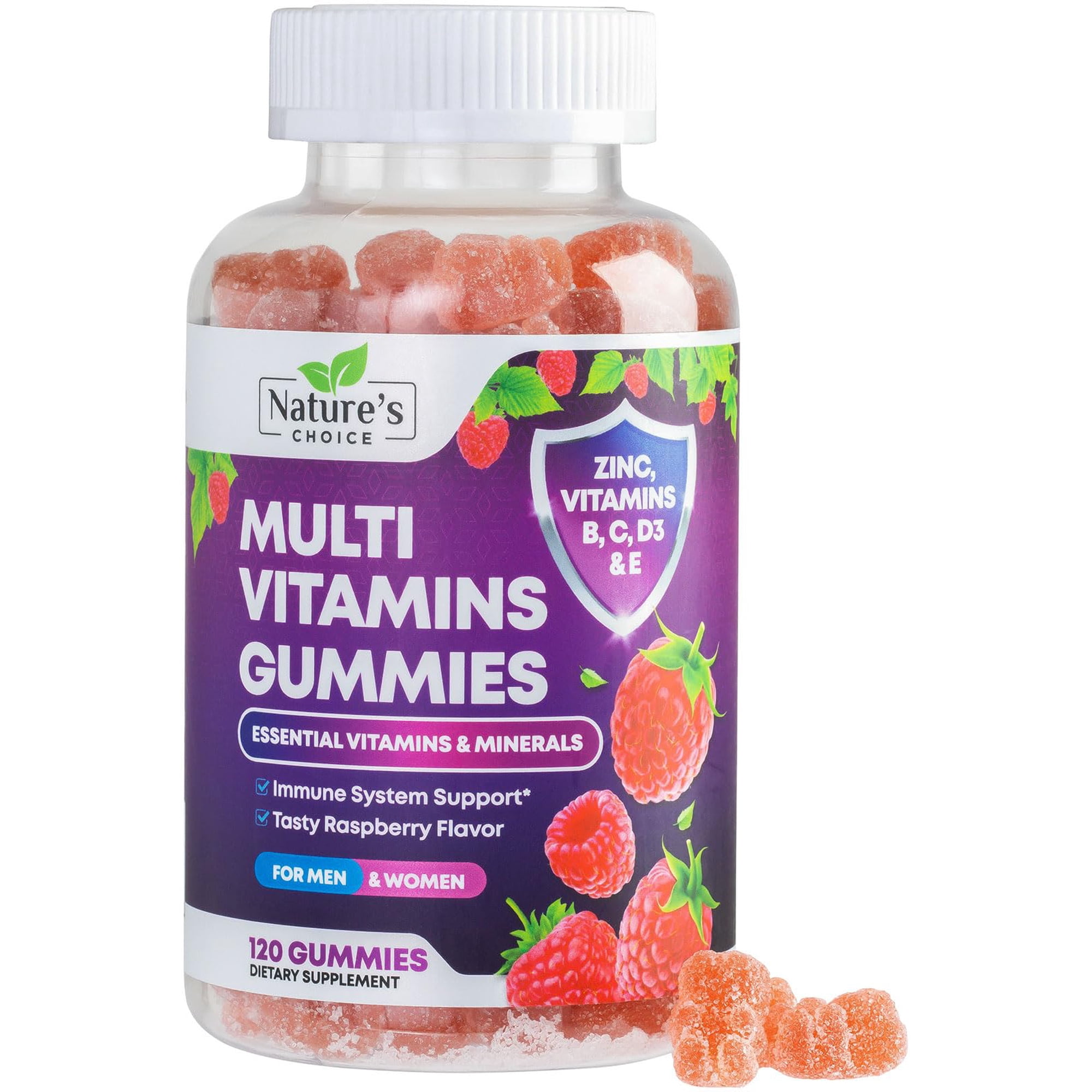 Multivitamin Gummies - Nature's Daily Gummy Multivitamins for Adults, Women & Men with Vitamins A, C, E, B6, B12, and Minerals - Natural Multi Vitamin Supplement, Non-GMO, Berry Flavor - 120 Gummies
