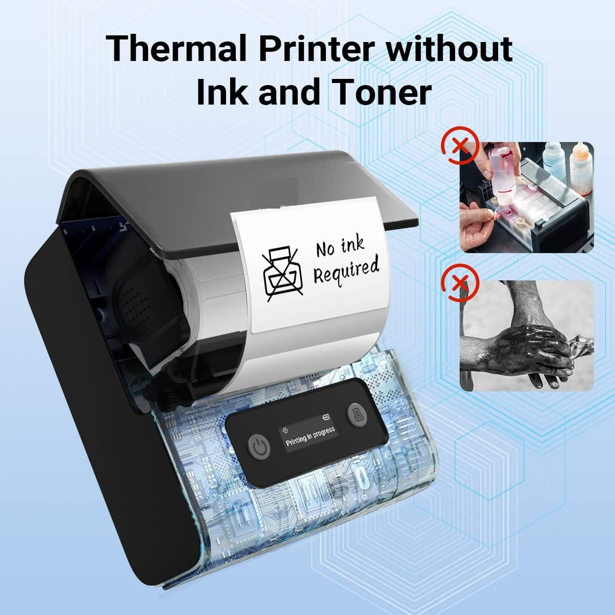 M221 Label Printer Portable Thermal Maker Bluetooth Handheld Barcode QR Code Sticker ,Fast-Drying Ink with Crisp Output