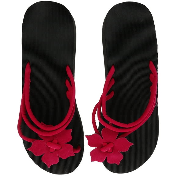 Raindrops  Beach Black Knoted Sandals Slope Slippers Shoe Woman Miss Red
