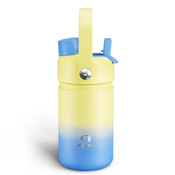 Botella De Agua Aislada Para Niños Con Pajita, Botella De Agua De Acero Inoxidable De 12 Oz Con Doble Boquilla, A Prueba De Fugas, Sin Bpa, Doble Pared, Mantiene El Frío Durante 24 Horas Para Deportes