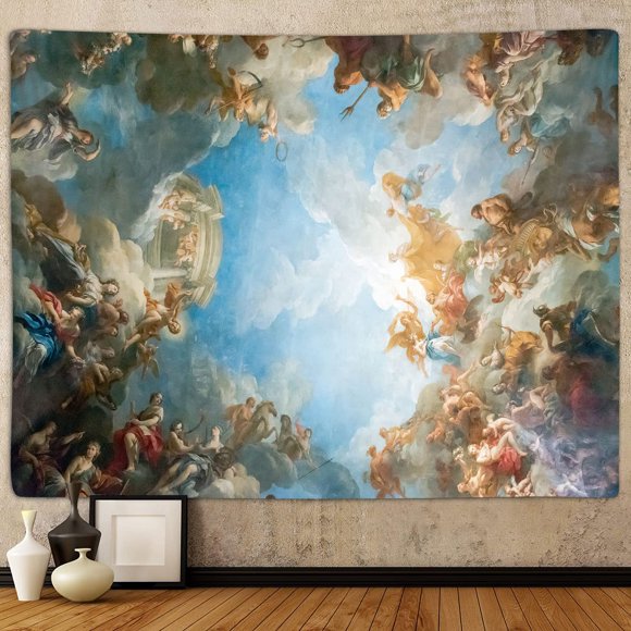 AIR-Retro Renaissance Tapestry, Vintage Greek Mythology Painting Art Ceiling Tapestries Wall Hanging for Bedroom College Dorm Living Room Office Decor 60X40, Unique Baroque Angel Poster Blanket