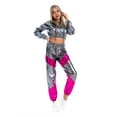 thumbnail image 6 of IBTOM CASTLE Women's Rave Outfit Shiny Crop Top Hoodie Casual Long Pants Hooded Workout Sweatshirt Dance Clubwear XL Gray, 6 of 8
