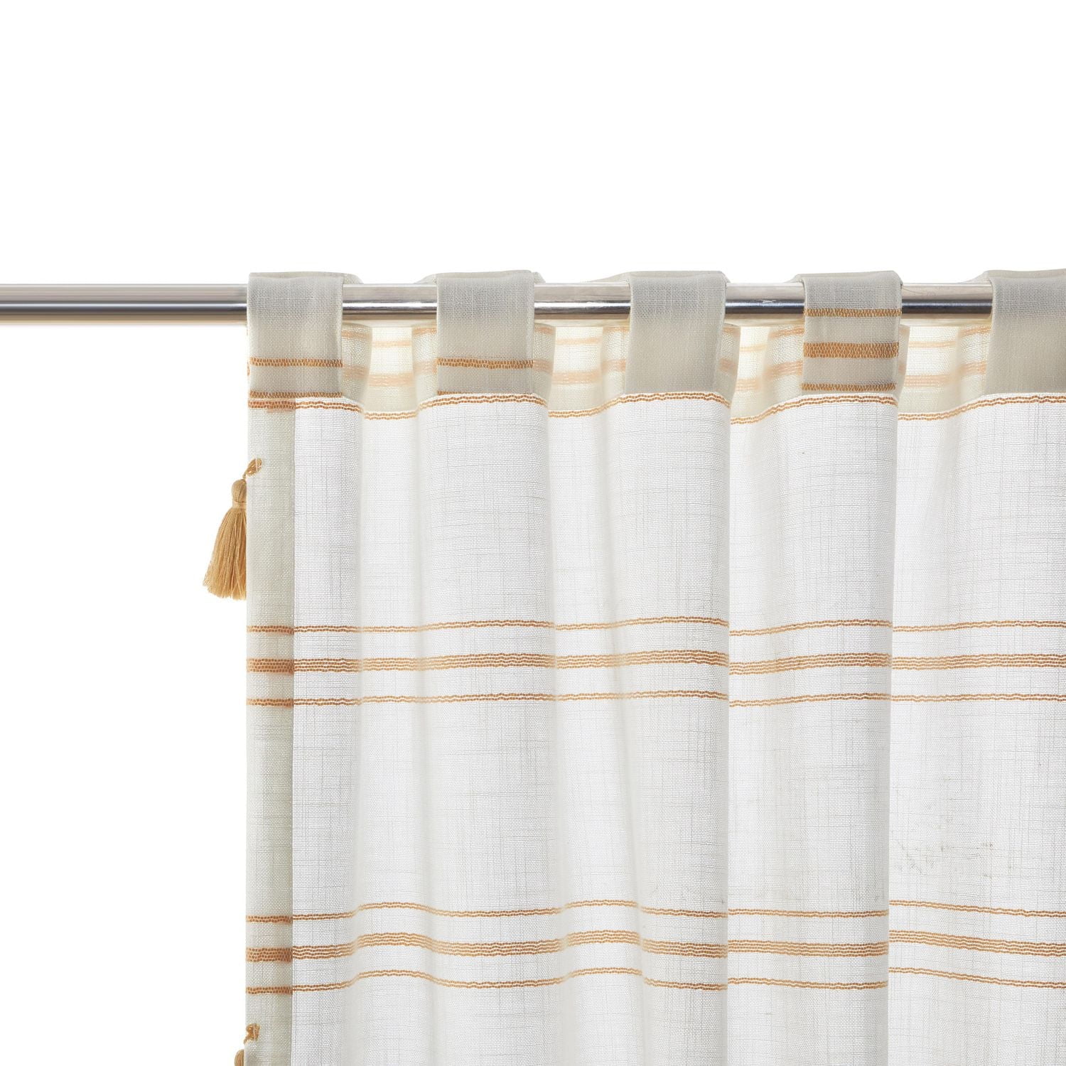 Panneau de rideau à rayures et franges en poly-coton filtrant la lumière Better Homes & Gardens, 50 x 84 pouces, Vert Panneau de rideau à pompons filtrant la lumière