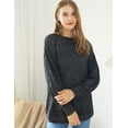 thumbnail image 4 of Doublju Womens Long Sleeve Wide Round Neck Casual Tunic Top With Plus Size, 4 of 4