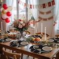 thumbnail image 5 of Black Brown Round 15 Inch Placemats Set of 4, White Circle Modern Minimalist Geometric HeatResistant Non Slip Place Mats for Dining Table, Wipeable Braided Kitchen Table Mats for Housewarming, 5 of 9