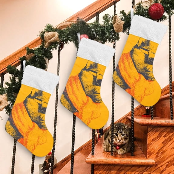 RMDQTR 2Pack Christmas Stockings for Xmas Gifts - Large Size Festive Holiday Decor for Family Stylish Scarf Cat