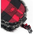 thumbnail image 6 of Buffalo Plaid Aviator Fur Trapper Hat Russian Bomber Hat with Ear Flaps for Women Men, Red, 6 of 7