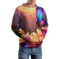 thumbnail image 5 of Butterfly Floral Sunset Men's Women Vintage 3D Hooded Sweatshirt - All-Season Loose Fit Streetwear, 5 of 6