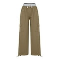 thumbnail image 6 of ZHUGeLI Women's Cargo Sweatpants Low Rise Parachute Pants Drawstring Side Tie Hem Long Casual Baggy Y2k, 6 of 9