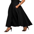thumbnail image 1 of Jupe Longue Évasée Plissée Plissée Taille Haute Extensible Vintage Décontractée pour Femmes Noire m, 1 of 3