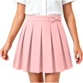 thumbnail image 2 of Diufon Girls Uniform Skirts Kids High Waist A-line School Skirts Cotton Pleated Bowknot Mini Skorts for Dance, 2 of 8