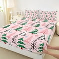 thumbnail image 3 of Feelyou Kids Christmas Full Size Sheets, Cartoon Xmas Tree Bed Sheets, Cartoon Snowflake Print Sheet Sets, Ultra Soft Home Decor, 4 Pieces, 3 of 7
