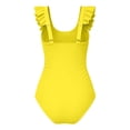 thumbnail image 3 of Girls Swimsuit One Piece Ruffle Trim Swimwear Criss Cross Girls Bathing Suit /Yellow/6, 3 of 3