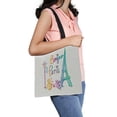 thumbnail image 2 of ABPHQTO Bonjour Paris Text Tower Eiffel Bicycle Canvas Bag Reusable Tote Grocery Shopping Bags Tote Bag 14x16 inch, 2 of 2