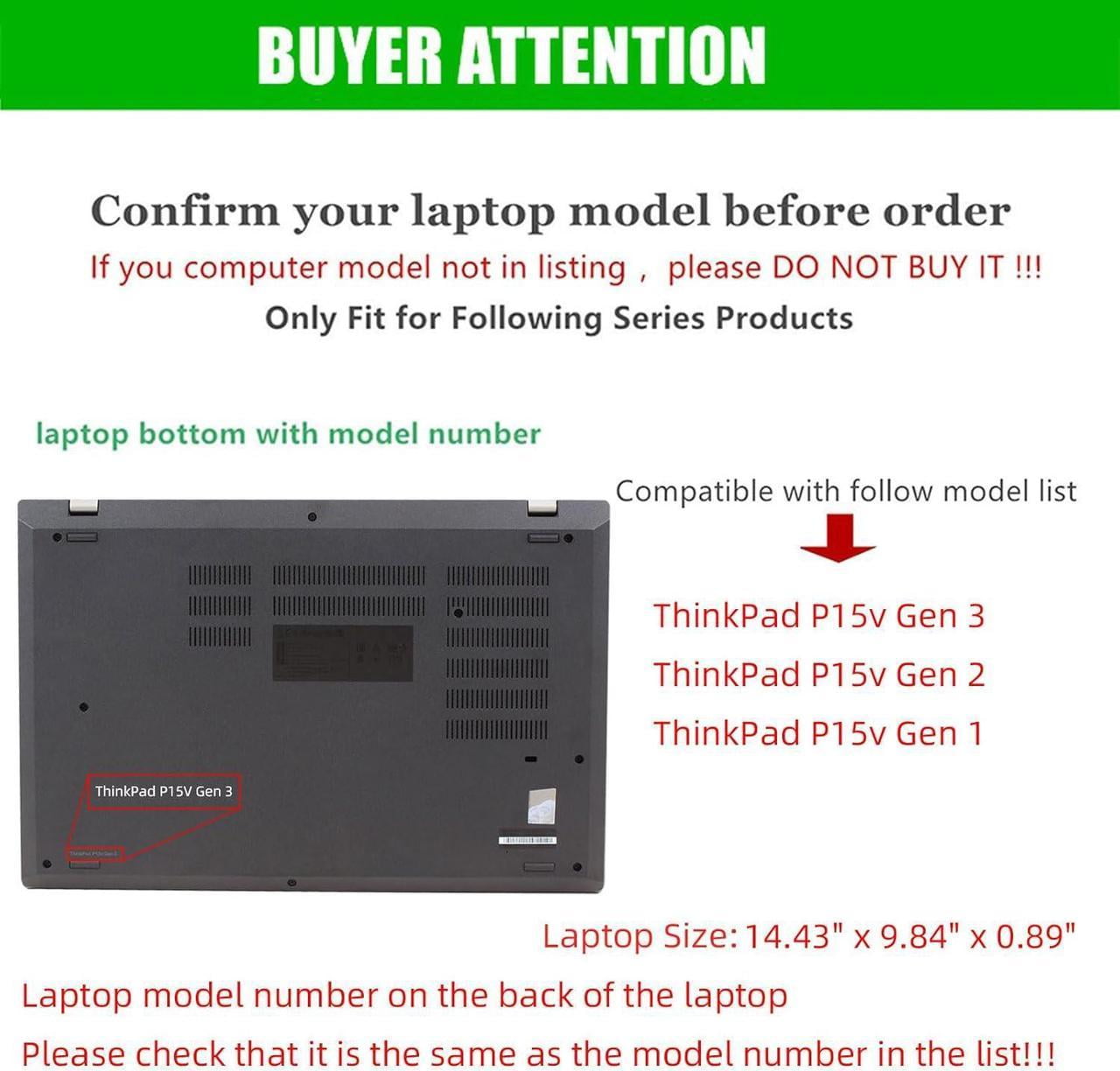 Laptop Case Cover for 16 inch Lenovo ThinkPad P15V Gen 3 & ThinkPad P15V Gen 2 / Gen 1, PU Leather Shell Notebook Sleeve