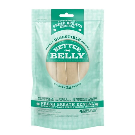 UPC: 0615650500468 | Better Belly Fresh Breath Dental Large Rolls  Dry Dog Chews  4 Count