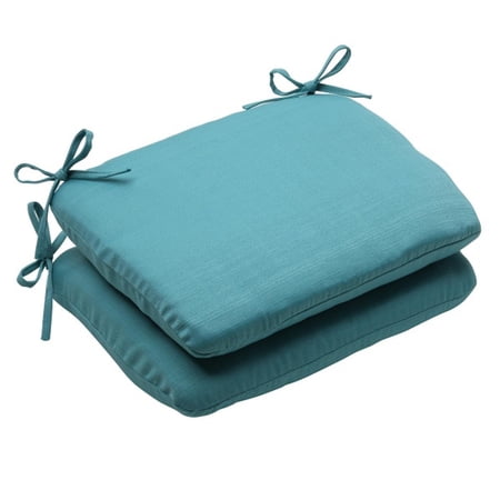 Set of 2 Aquatic Turquoise Blue Outdoor Patio Round Seat Cushions 18.5