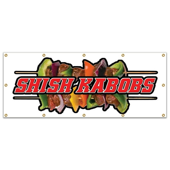 48"x120" SHISH KABOBS BANNER SIGN kebab middle east eastern falafel lamb skewer