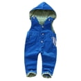 thumbnail image 1 of KIDSCOOL SPACE Baby Denim Overall,Hooded Little Kid Jean Jumper,Blue,2-3 Years, 1 of 5