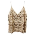 thumbnail image 3 of Sequin Beaded Camisole Slim Fit Layering Tank Top Cropped Sleeveless Shirt,Beige,XL, 3 of 5