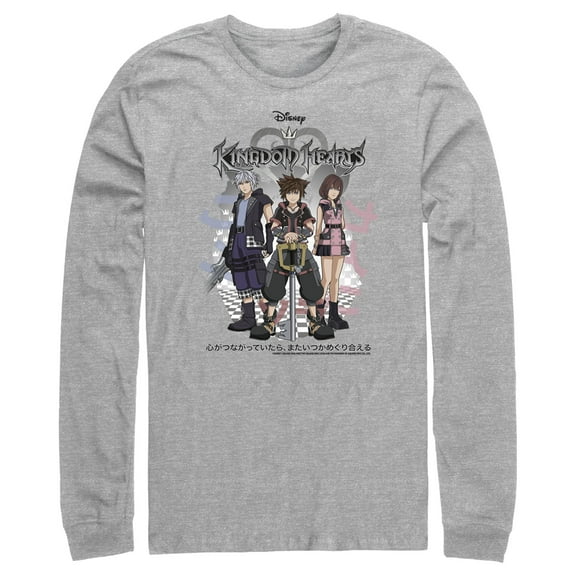 Men's Kingdom Hearts 3 Hero Group Shot  Long Sleeve Shirt Athletic Heather 2X Large