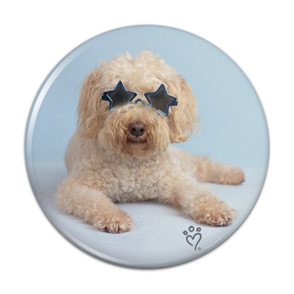 Soft-Coated Wheaten Terrier Starry Eyed Sunglasses Pinback Button Pin