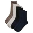 thumbnail image 5 of MeMoi Women's 4 Pair Pack Non-Binding Roll Top Buttersoft Crew Socks - Womens - Female, 9-11, Brown Twist-Navy-Taupe-Black, 5 of 6