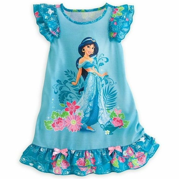 Disney Store Princess Aladdin Jasmine Short Sleeve Nightgown Pajama Girl Size 7/8