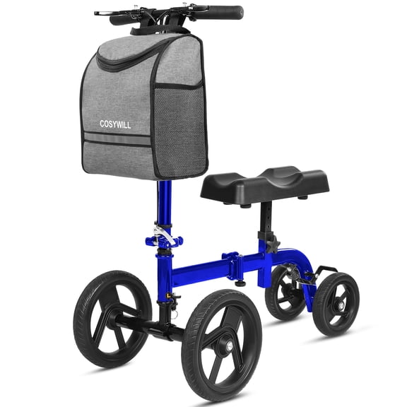 COSYWILL Foldable Knee Scooter, Steerable Knee Walker Scooter for Adults with 10" Front Wheels,Blue