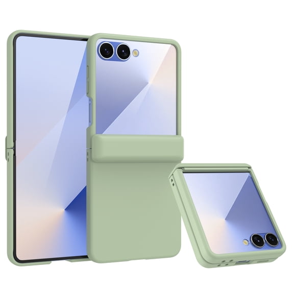Skyskine Case For Samsung Galaxy Z Flip 7 with Built-in Screen Protector, Full Body Hinge Protection Shockproof Rugged Protective Cover, Slim Matte Anti-Scratch Hard PC Case,Lightgreen