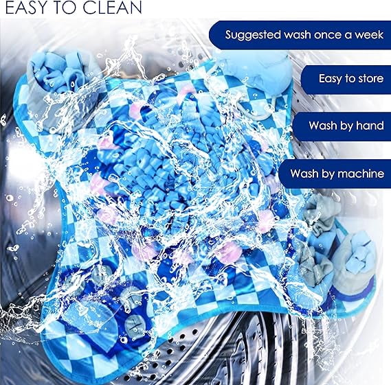 Rasingwell Snuffle Mat for Dogs with Theme Sniffing Mat 23 x 23 inches for All Breeds of Dog Cat, Interactive Puzzle Toy & Enrichment Toys for Dog Stress Relief (Blue)